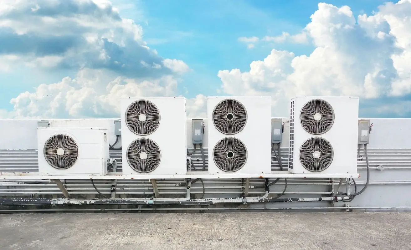 commercial ductless air conditioning units on a rooftop