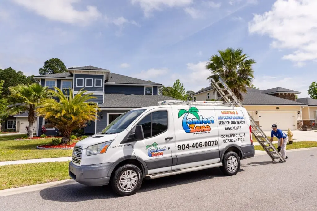 Comfort Zone N.F. HVAC van providing AC repair and maintenance service in Jacksonville, FL