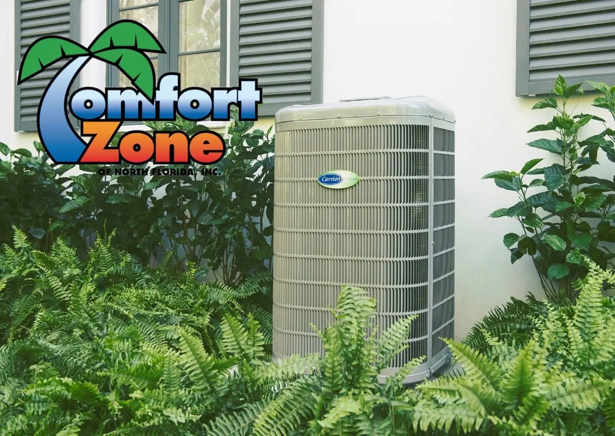 Carrier Infiniti Air Conditioning Condenser elevated off of the ground