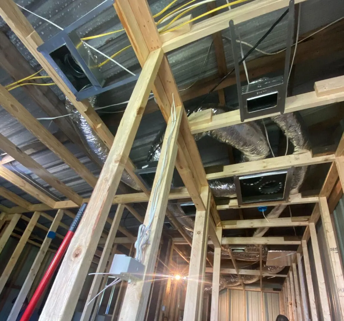 duct work installation New construction ductwork installation in Jacksonville, Florida.