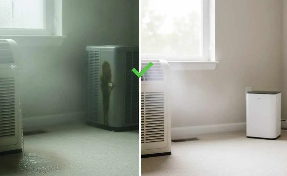 humidity affects Before and after: leaking AC vs dehumidified room