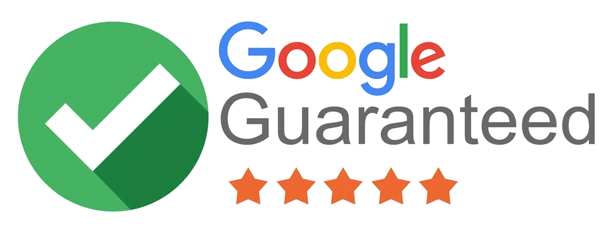 A google guarantee logo with five stars.