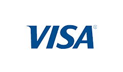A green background with the word visa written in blue.