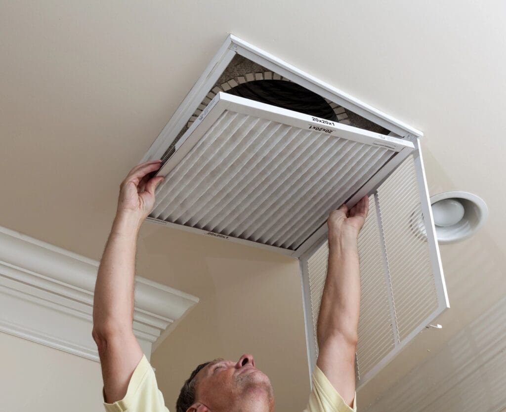 Air Conditioning filter replaced in a ceiling register by a homeowner